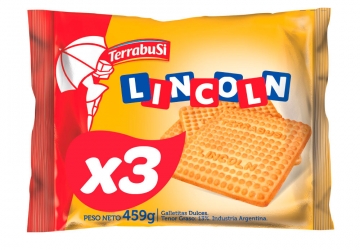 Galletitas Lincoln 459grs, pack familiar, pack x 3 unidades