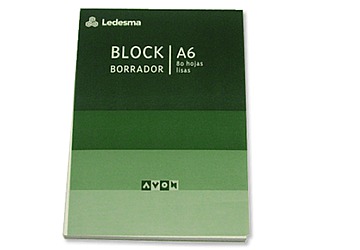 Block Borrador emblocado, 80 hojas lisas, formato esquelita, A6, 10.5 x 14.85