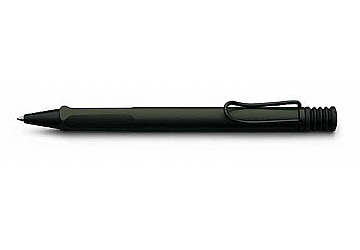 Bolígrafo Lamy Safari, cuerpo plástico color negro y tinta azul, con capuchón metálico flexible. De origen alemán y de excelente calidad