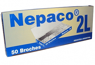 Broche Nepaco metálico Nro.2 Largo. Broche sujetador metálico para carpetas internas de cartulina, sujeta 500 hojas de 80 grs. cada una
