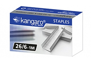 Broche Kangaro Nro.26/6  x 1000, para abrochadoras, flexibles con puntas filosas, ideal para abrochar papeles o elementos de mayor dureza.
