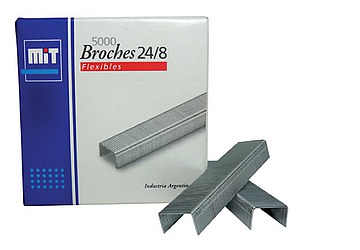 Broche Mit Nro.24/8 x 5000, para abrochadoras, flexibles con puntas filosas, para abrochar materiales de mayor espesor como cartón corrugado, abrocha entre 10 y 45 hojas