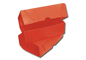 Caja de archivo plástico corrugado oficio 36 x 25 x12 cm, con sistema de tapa volcada