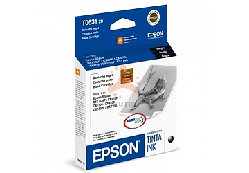 Cartucho Inkjet Epson T063120 negro, compatible con Stylus C67, C87, C87+, CX3700, CX4100, CX4700, CX5700F, CX7700, original. Rendimiento 250 paginas aprox 