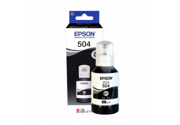 Botella de tinta Epson T504120 negro, compatible con EcoTank L4150, L4160, L6161, L6171, L6191, original. Rendimiento 7500 paginas aprox. Contenido 127 ml