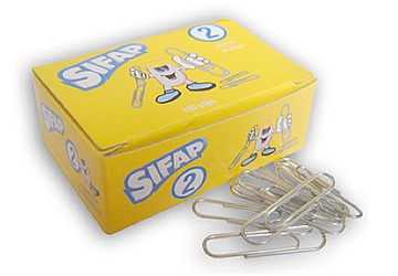 Clips Nro. 2 Sifap clásicos plateados caja x 100 unidades  