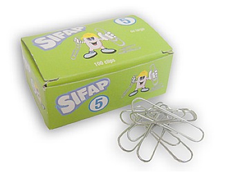 Clips Nro. 5 Sifap clásicos plateados caja x 100 unidades  