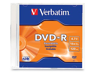 DVD-R Verbatim 4.7GB Data Life Plus, velocidad 16X, Doble lado, con capa de metal azo que asegura la calidad de almacenamiento de datos, compatible con los grabadores Pioneer, DVD-Rom y DVD Video, ideal para almacenar datos, videos, audio y gráficos.