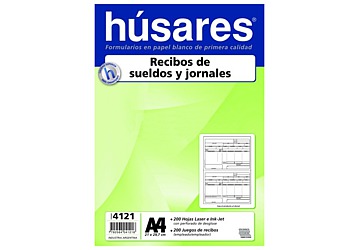 Formulario Haberes Húsares vertical p/ink jet y laser (4121), 200 recibos, papel 80 grs
