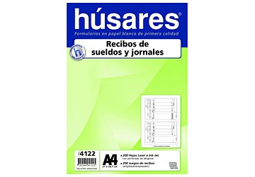 Formulario Haberes Húsares apaisado p/ink jet y laser (4122), 200 recibos, papel 80 grs