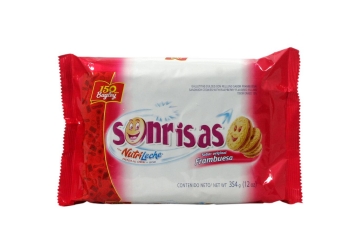 Galletitas Sonrisas 354grs, sabor Frambuesa, pack x 3