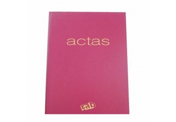 Libro de Actas corona 2 manos, tapa dura RAB x 100 hojas, tamaño oficio, 22 x 34 cm. 