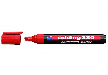 Marcador Edding 330 de punta chanfleada.Trazo ancho y variable, tinta permanente al solvente. Punta 1.5 - 3 mm 