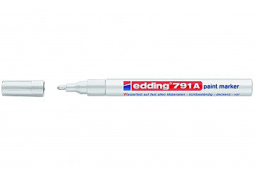Marcador Edding 791 de tinta permanente opaca cubriente con efecto de laqueado punta redonda fina. Punta 1 - 2 mm