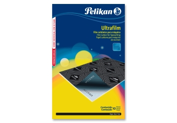 Papel carbónico Pelikan Ultrafilm negro x 10 unidades,  para máquina con base de film de polietileno, alto rendimiento y hasta 10 copias simultáneas, tamaño oficio. 