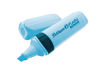 Resaltador Pelikan Flash. De tinta fluorescente para utilizar sobre papel y fotocopias. Punta biselada para 5 y 2 mm. Capuchon con clip y cuerpo con grip de goma para mejor agarre.