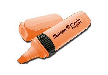 Resaltador Pelikan Flash. De tinta fluorescente para utilizar sobre papel y fotocopias. Punta biselada para 5 y 2 mm. Capuchon con clip y cuerpo con grip de goma para mejor agarre.