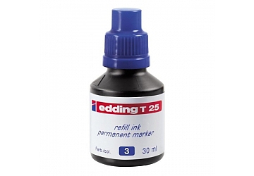 Tinta para marcador permanente Edding T25, frasco x 30 ml. Se utiliza en marcadores Edding 300 - 310 - 320 - 330 - 390 - 400 - 404 - 850
