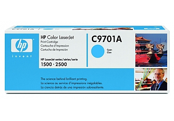 Toner HP C9701A compatible con LaserJet Color 1500 (serie)/2500 (serie), original. Color cyan, rendimiento 4000 páginas