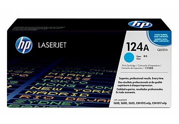 Toner HP Q6001A, compatible con LaserJet Color 1600 / 2600 (serie) / CM1015 / CM1017, original, Color cyan, rendimiento 2000 páginas