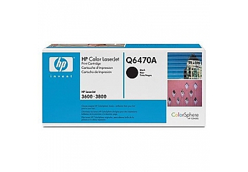 Toner HP Q6470A, negro compatible con LaserJet Color CP3505 (serie) / 3800 (serie), original, rendimiento 6000 páginas