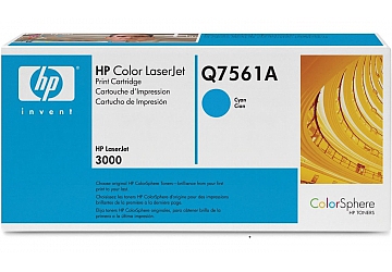 Toner HP Q7561A, compatible con LaserJet Color 3000 (serie), original, Color cyan, rendimiento 3500 páginas
