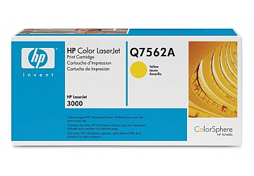 Toner HP Q7562A, compatible con LaserJet Color 3000 serie, original, Color amarillo, rendimiento 3500 páginas