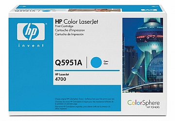 Toner HP Q5951A, compatible con LaserJet Color 4700 (serie), original, Color cyan, rendimiento 10000 páginas