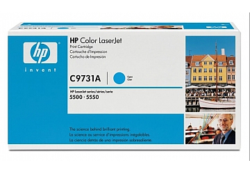 Toner HP C9731A, compatible con LaserJet Color 5500 (serie) / 5550 (serie), original, Color cyan, rendimiento 12000 páginas