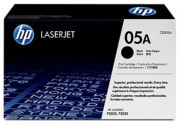 Toner HP CE505A, compatible con LaserJet P2035/2035N/P2055DN, original, Color negro, rendimiento 2300 páginas.