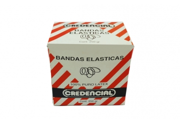 Bandas elasticas x 250 grs. clasica, 4 cm de diametro. Ancho: 1.5 mm. Aprox. 825 bandas