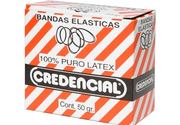 Bandas elasticas x 50 grs. clasica, 4 cm de diametro. Ancho: 1.5 mm. Aprox. 165 bandas