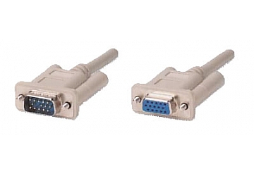 Cable para Monitor SVGA. Conector HD15 macho a HD15 hembra. Triple blindaje (tres conductores coaxiales). Moldeado. 3 mts