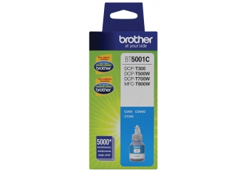 Botella de tinta Brother BT5001C cyan, compatible con DCP-T300, DCP-T500W, DCP-T700W, MFC-T800W, original. Rendimiento 5000 paginas aprox. Contenido 41.8 ml