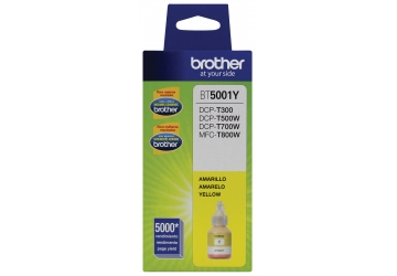 Botella de tinta Brother BT5001Y amarillo, compatible con DCP-T300, DCP-T500W, DCP-T700W, MFC-T800W, original. Rendimiento 5000 paginas aprox. Contenido 41.8 ml