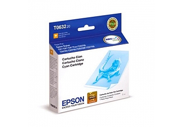 Cartucho Inkjet Epson T063220 cyan, compatible con Stylus C67, C87, C87+, CX3700, CX4100, CX4700, CX5700F, CX7700, original. Rendimiento 350 paginas aprox 