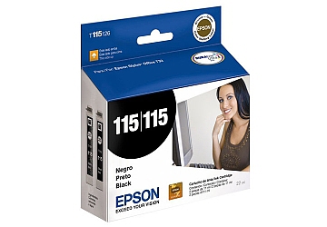 Cartucho Inkjet Epson T115126 negro, compatible con Stylus Office T33, T1110, TX515FN, original. Contiene 2 unidades