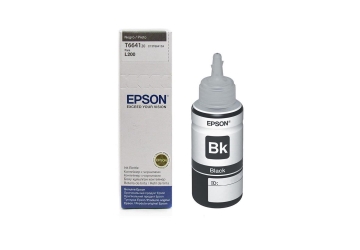 Botella de tinta Epson T664120 negro, compatible con L110, L200, L210, L350, L355, L555, original. Rendimiento 4000 paginas aprox. Contenido 70 ml