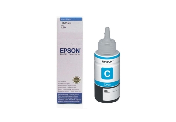 Botella de tinta Epson T664220 cyan, compatible con L110, L200, L210, L350, L355, L555, original. Rendimiento 6500 paginas aprox. Contenido 70 ml