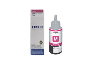 Botella de tinta Epson T664320 magenta, compatible con L110, L200, L210, L350, L355, L555, original. Rendimiento 6500 paginas aprox. Contenido 70 ml