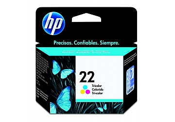 Cartucho Inkjet HP C9352A (#22) color, compatible con DeskJet D1330, D1360, D1460, D2320. D2330, D2345, D2360, D2460, F340, F350, F380, F4180, 3910, 3915, 3920, 3930, 3940, 3940V, DeskJet PSC 1410, 1410V, 1410XI, OfficeJet 4315, 4355, 5610, 5610v, 5610xi, Fax 1250, original, rendimiento 140 páginas aprox., contenido 5 ml.