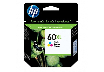 Cartucho Inkjet HP CC644WL (#60XL) color, compatible con DeskJet D1658, D1660, D1663, D1668, D2530, D2545, D2560, D5560, F4240, F4250, F4280, F4480, PhotoSmart C4680, C4780, original, rendimiento 440 copias aprox