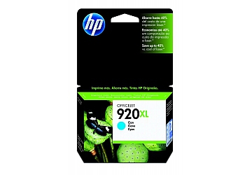 Cartucho Inkjet HP CD972AL (#920XL) cyan, compatible con OfficeJet 6500, OfficeJet 6500 Wireless, OfficeJet 6000 Printer, original, contenido 6 ml.