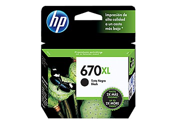 Cartucho Inkjet HP CZ117AL (#670XL) negro, compatible con Deskjet 3525 / Deskjet 4615 / Deskjet 4625 / Deskjet 5525, original, rinde aprox 550 paginas