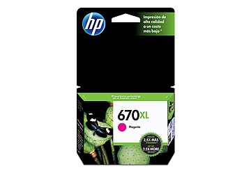 Cartucho Inkjet HP CZ119AL (#670XL) magenta, compatible con Deskjet 3525 / Deskjet 4615 / Deskjet 4625 / Deskjet 5525, original, rinde aprox 750 paginas