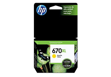 Cartucho Inkjet HP CZ120AL (#670XL) amarillo, compatible con Deskjet 3525 / Deskjet 4615 / Deskjet 4625 / Deskjet 5525, original, rinde aprox 750 paginas