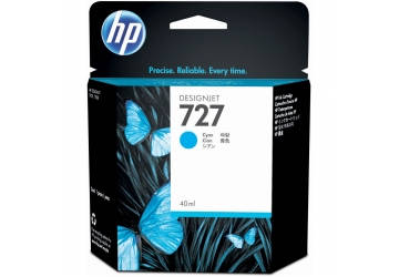 Cartucho Inkjet HP B3P13A (#727) cyan, compatible con DesignjetT920 ePrinter / DesignjetT1500 ePrinter / DesignjetT2500 eMultifunción, original, contenido 40ml