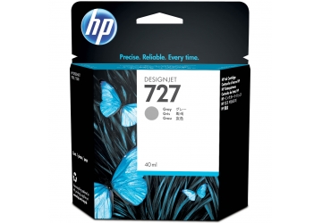 Cartucho Inkjet HP B3P18A (#727) gris, compatible con DesignjetT920 ePrinter / DesignjetT1500 ePrinter / DesignjetT2500 eMultifunción, original, contenido 40ml