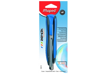 Cortante angosto Maped Zenoa Soft. Cuchilla de acero. Cuerpo de plastico. Repuesto chico. Traba de seguridad. Sistema para remover cuchilla incluido en el mango. Longitud: 14 cm. Ancho: 0.9 cm