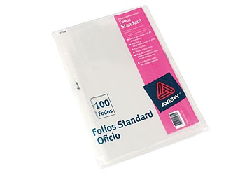 Folio Avery Standard Oficio Polipropileno, 50 micrones. Borde blanco. Multiples perforaciones